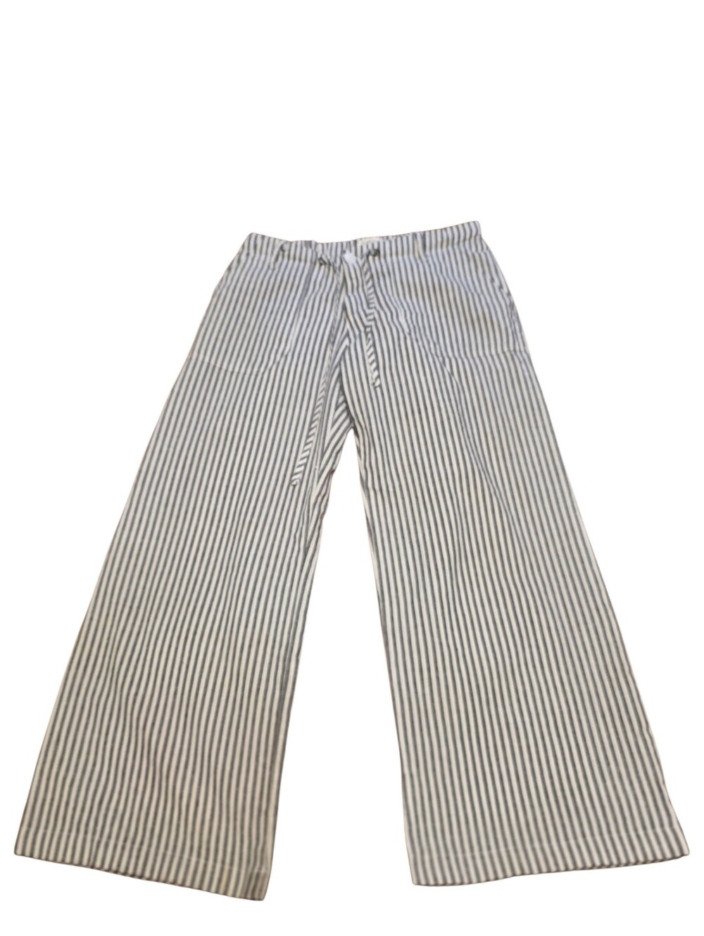 Just Living 100% Cotton Pinstripe Preppy Ankle Pants Drawstring Waist Size S EUC